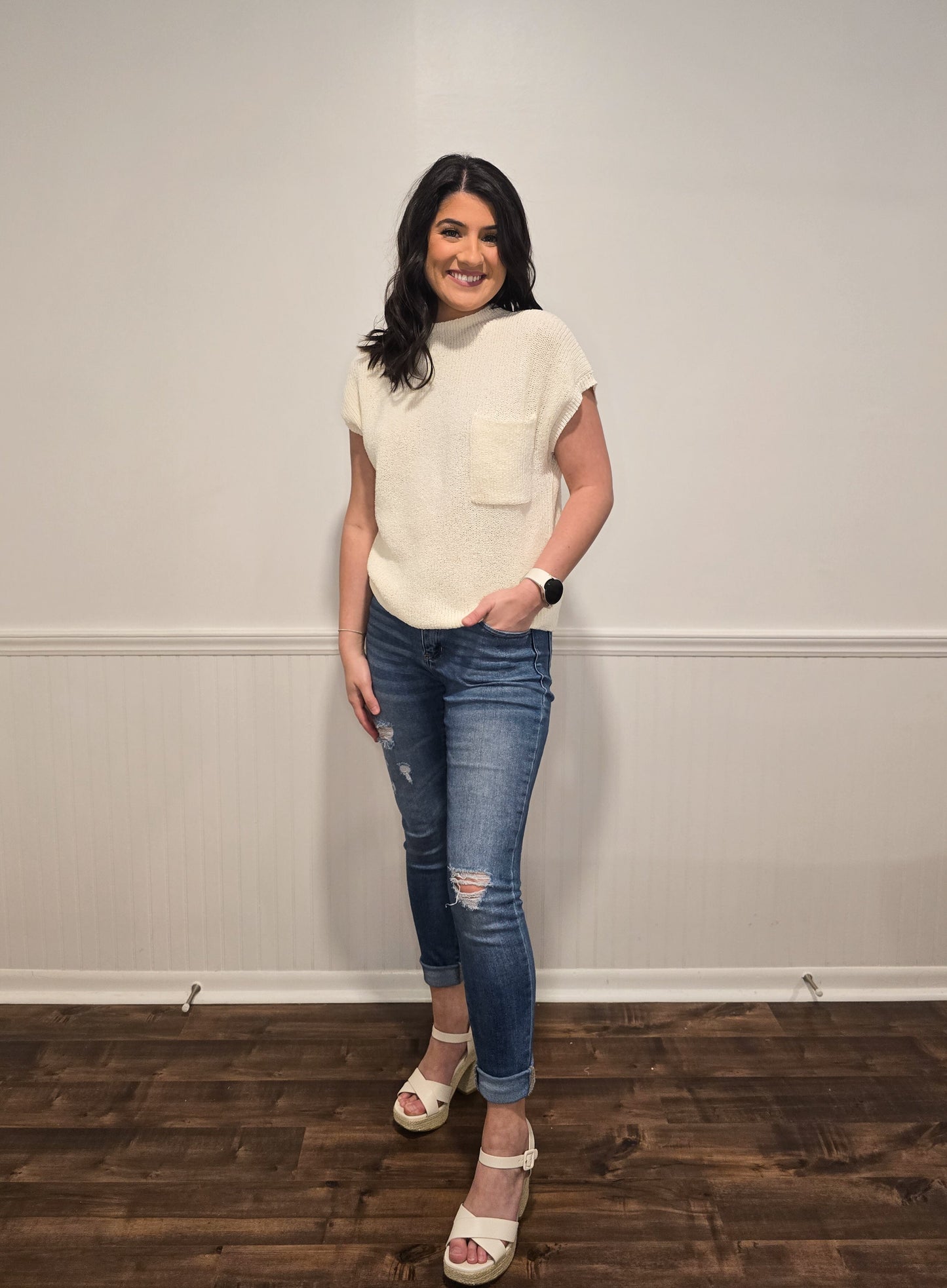 On Cloud Wine Sweater Top in Cream