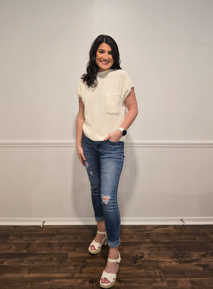 On Cloud Wine Sweater Top in Cream