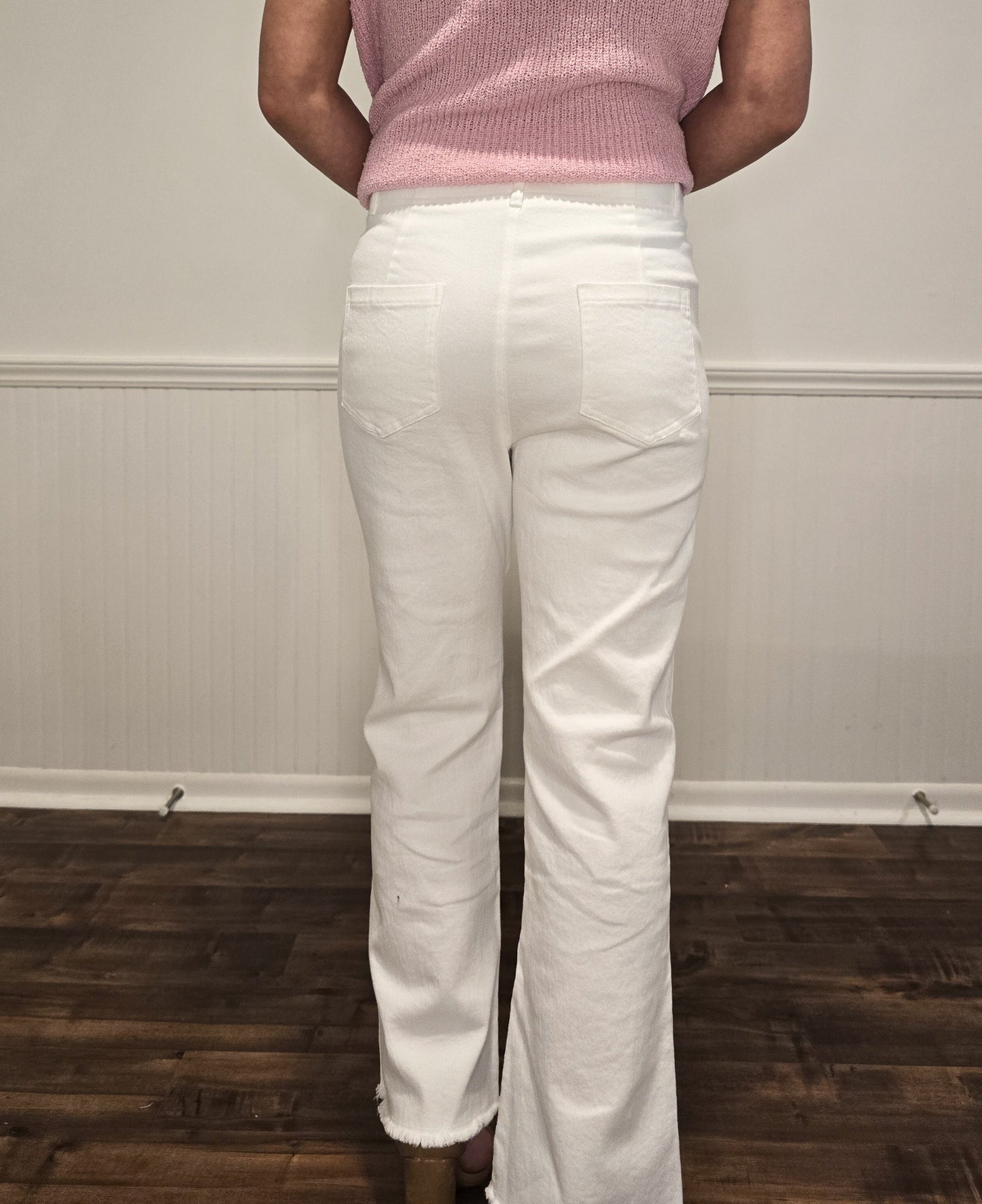 Going The Distance Flare Pants in White
